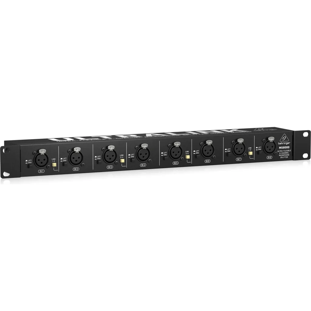 Behringer Ultralink MS8000 Microphone Splitter, 8 XLR Inputs, 16 XLR Outputs, Direct Outputs, Link Outputs, Ground Lift Switches, Phantom Power Link, Ultra Low Noise, Flexible Input Link | MS8000 - Image 3