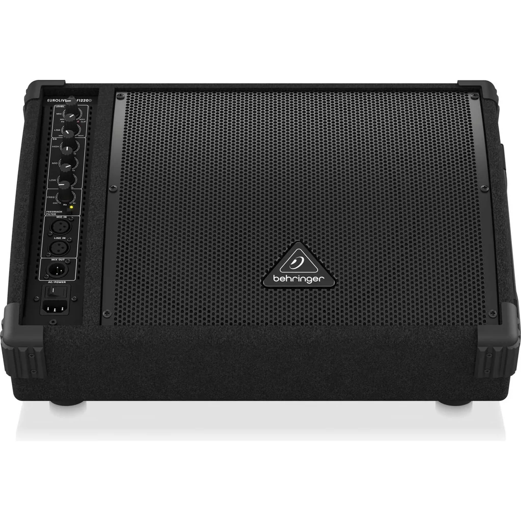 Behringer EUROLIVE F1220D Bi Amped Monitor Speaker, 250W Power, 12" Woofer, 3" Tweeter, Adjustable Feedback Filter, Built In Limiter, 3 Band EQ, Mic Line Inputs & Output, Pole Mount | F1220D