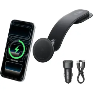 Anker MagGo Wireless Car Charger (Pad), 15W Qi2 Certified Fast Charging Car Adapter with Alloy B Strong Hold, 360? Adjustable View, Black | B2216H11