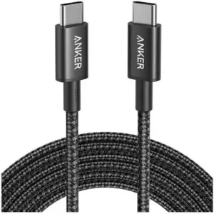 Anker Charging Nylon USB-C to USB-C 2.0 Cable, 60W Output Power, 12000-Bend Lifespan, 1.8 Meter (6ft) Cable Length, Black | A8753H11