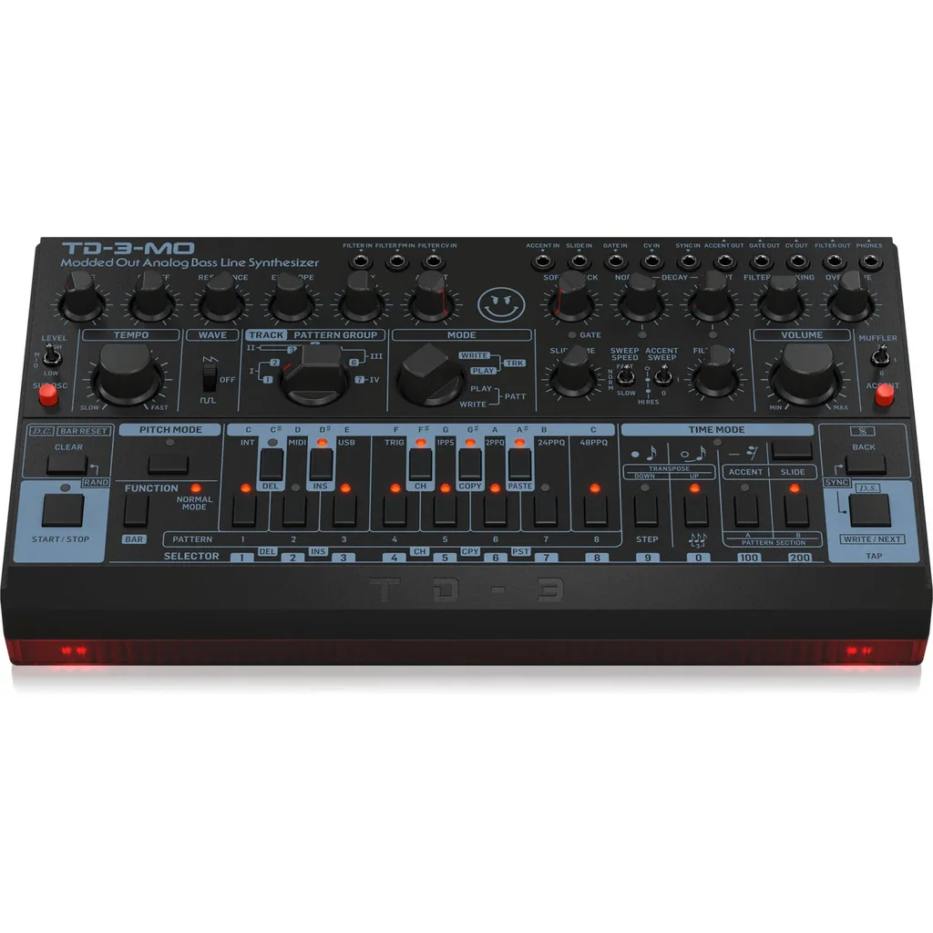 Behringer TD3MOBK Modded Out Analog Bass Line Synthesizer, VCO MIDI Controllable, VCF Sub Harmonics Oscillator, Accent Slide Controls, USB MIDI, Classic Acid Bass Tone | TD3MOBK - Image 2