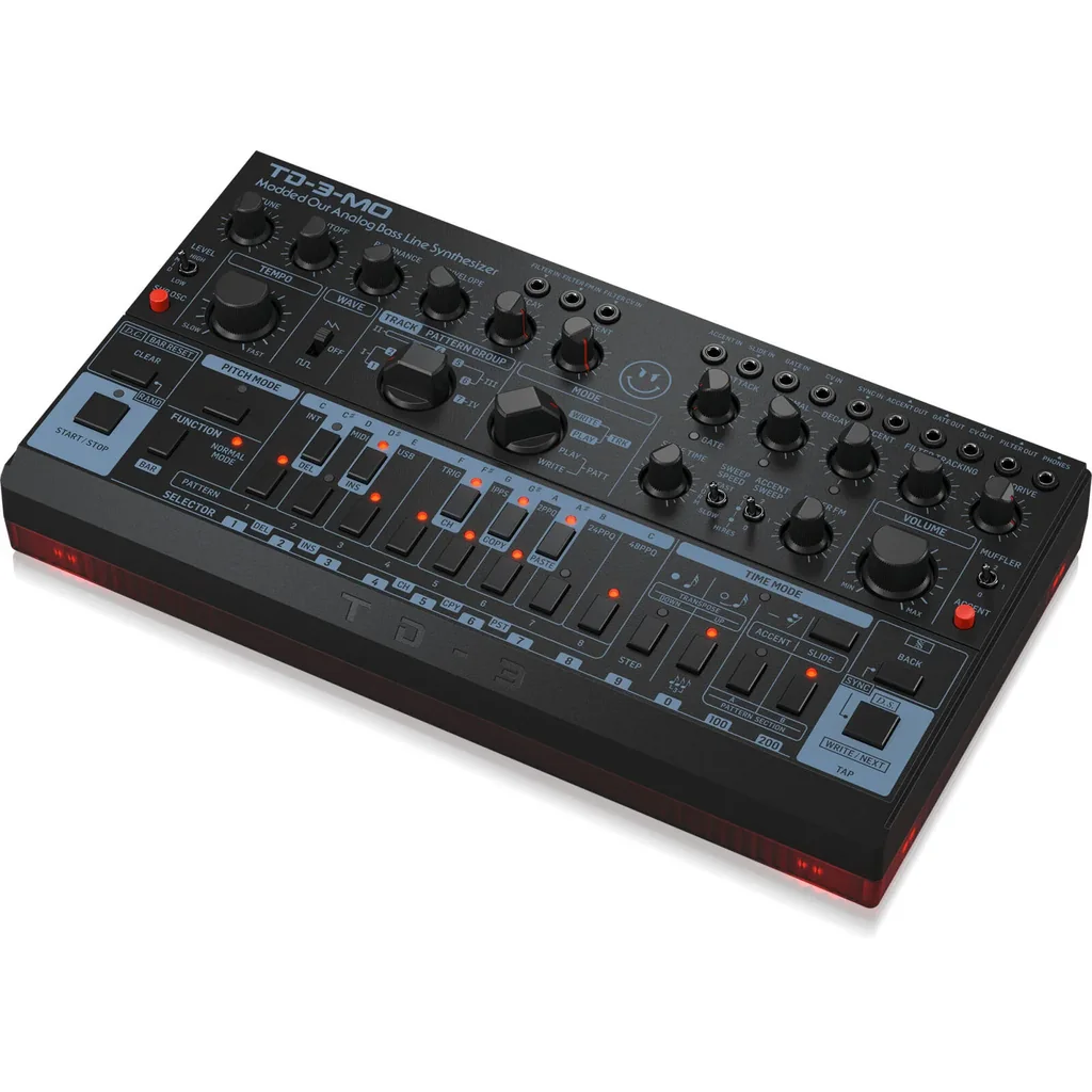 Behringer TD3MOBK Modded Out Analog Bass Line Synthesizer, VCO MIDI Controllable, VCF Sub Harmonics Oscillator, Accent Slide Controls, USB MIDI, Classic Acid Bass Tone | TD3MOBK - Image 3