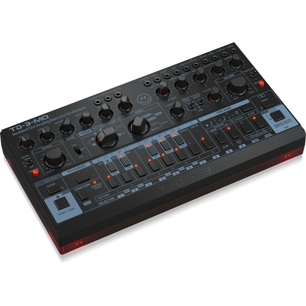 Behringer TD3MOBK Modded Out Analog Bass Line Synthesizer, VCO MIDI Controllable, VCF Sub Harmonics Oscillator, Accent Slide Controls, USB MIDI, Classic Acid Bass Tone | TD3MOBK - Image 4