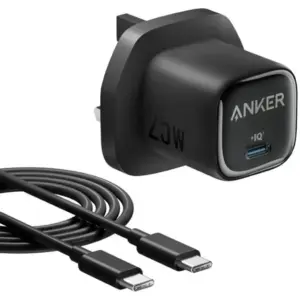 Anker 25W USB-C Charger Block + USB C to USB C Cable, 25W Fast Charging, Multiprotect Technology, Compact And Lightweight Design, Black | B2656K11