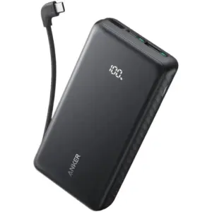 Anker Zolo Power Bank, 2 x USB-C & 1 x USB-A Ports, 1 x USB-C Output via Integrated Cable, ActiveShield 3.0, Real-Time Digital Display, 20000mAh Battery Capacity, Black | A110EH11