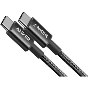Anker Nylon USB-C to USB-C 2.0 Cable, 60W Power Delivery, 22-AWG Wiring, Aluminum Shielding, Premium Double Braided Nylon, 1 Meter Cable Length, Black | A8752H11