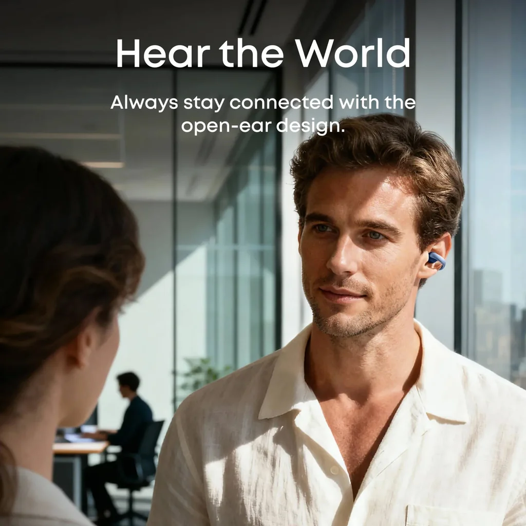Anker Soundcore AeroClip, 12mm Customized Driver, Tap Control, 4 Mics with AI, Advanced Virtual Bass Technology, Bluetooth 5.4, Up to 32 Hours Playtime, IP55 Water Resistance, Glacier Blue | A3388H31 - Image 5