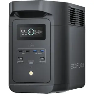 EcoFlow Delta 2 EF980 Portable Power Station, 500W Rated Power, 980Wh Capacity, 13 Output Ports, 30 ms Auto-Switch, LiFePO4 Battery, Wi-Fi & Bluetooth Connectivity, Black | EF980