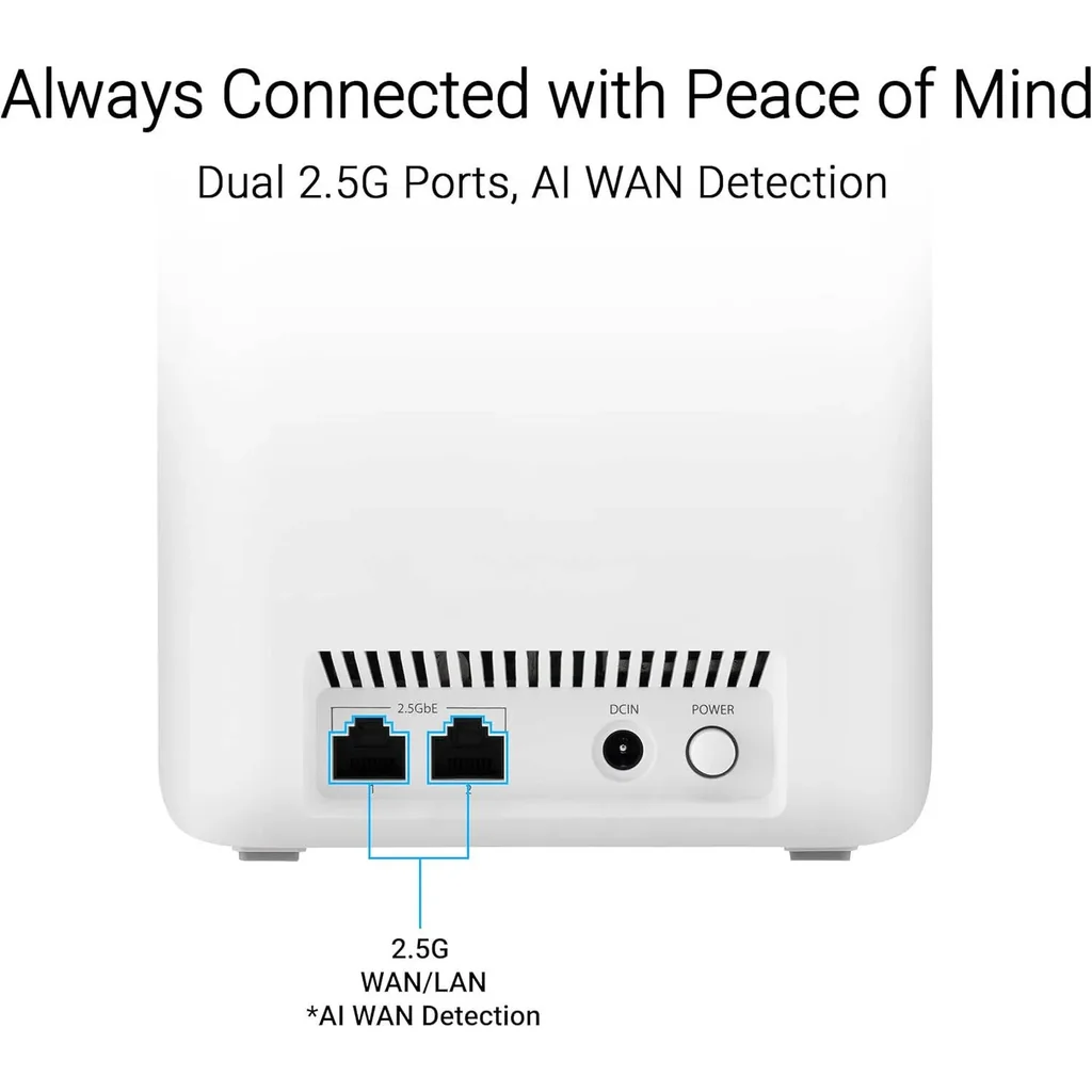 ASUS ZenWiFi BD4 Dual-Band WiFi 7 Mesh Router 3600 Mbps, 4900 sq.ft., Dual 2.5G Ports, Security and Parental Controls Included, Smart Home Master SSIDs, White | BD4 (W-1-P) - Image 2