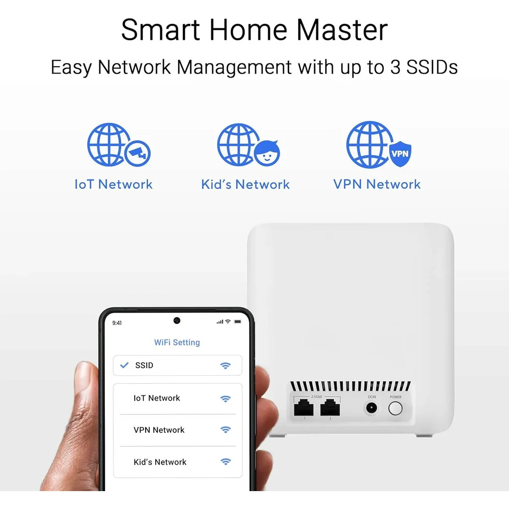 ASUS ZenWiFi BD4 Dual-Band WiFi 7 Mesh Router 3600 Mbps, 4900 sq.ft., Dual 2.5G Ports, Security and Parental Controls Included, Smart Home Master SSIDs, White | BD4 (W-1-P) - Image 5