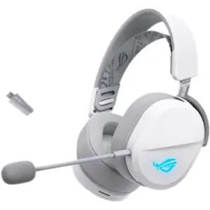 ASUS ROG Pelta Tri-Mode Gaming Headphones, 50mm ROG Titanium-Plated Diaphragm Drivers, 10mm Super-Wideband Boom Microphone, 900 mAh Battery Capacity, White | 90YH0410-BHUA10