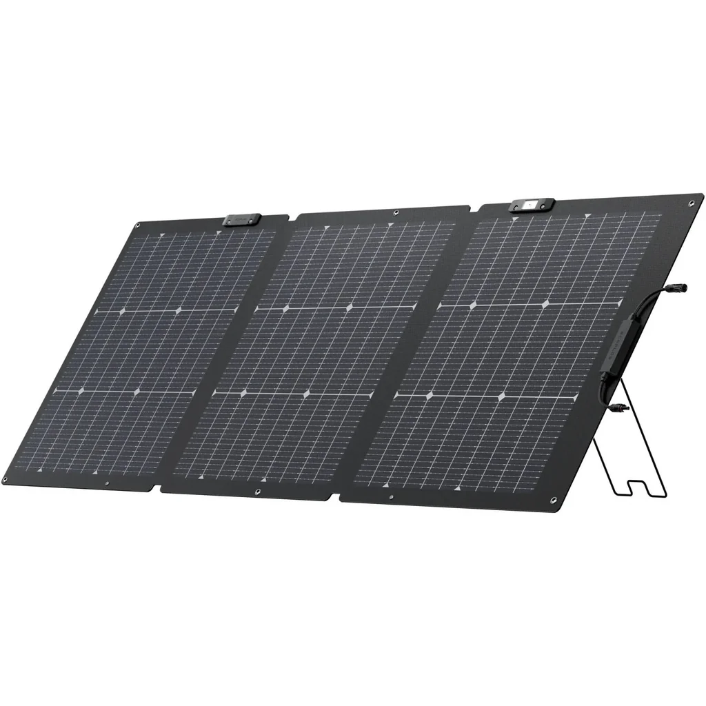 EcoFlow NextGen 160W Bifacial Portable Solar Panel, Up to 25% Conversion Efficiency, Separate Kickstand Case, 30-60° Integrated Adjustable Angle Bracket, IP68 Waterproof, Black | EF-160W-BIFACIAL