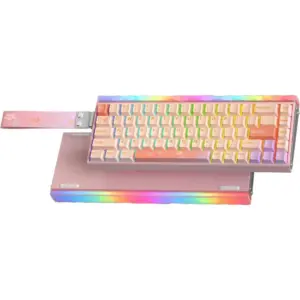 AULA Hero 68 HE Ultra Wired Gaming Keyboard, 65% Layout, 68 Keys, Hall Effect Magnetic Switch, CNC Aluminum Frame, 8KHz Polling Rate, Adjustable Actuation, Pink | HERO-68-HE-Ultra