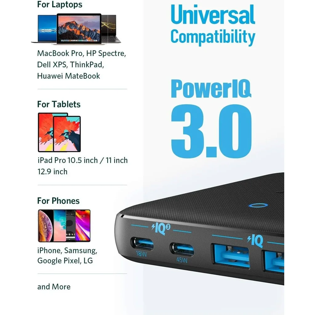 Anker PowerPort Atom III Slim USB C Wall Charger, 4 Port PIQ 3.0 & GaN Technology, Dual USB C Ports 45W Max, USB A Ports 63W Max Power, Black | A2046K11 - Image 5