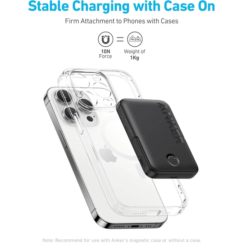 Anker MagGo Wireless Power Bank, 5000mAh Battery Capacity, Built-In Foldable Stand, Up to 10N Strength, Magnetic Technology, Stable Charging with Case On, Black | A1618H11 - Image 8