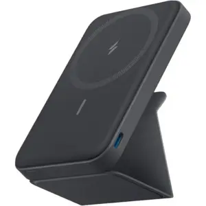 Anker Magnetic Wireless Power Bank With Foldable Stand, MagGo 5000 mAh, 7.5W Magnetic Power Bank with USB-C for iPhone 15/14/13/12, Black | A1614H13