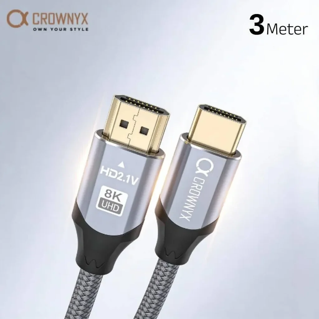 CROWNYX 3M HDMI 2.1 Cable, 8K@60Hz, 4K@120Hz, Black | CHC-308 - Image 2