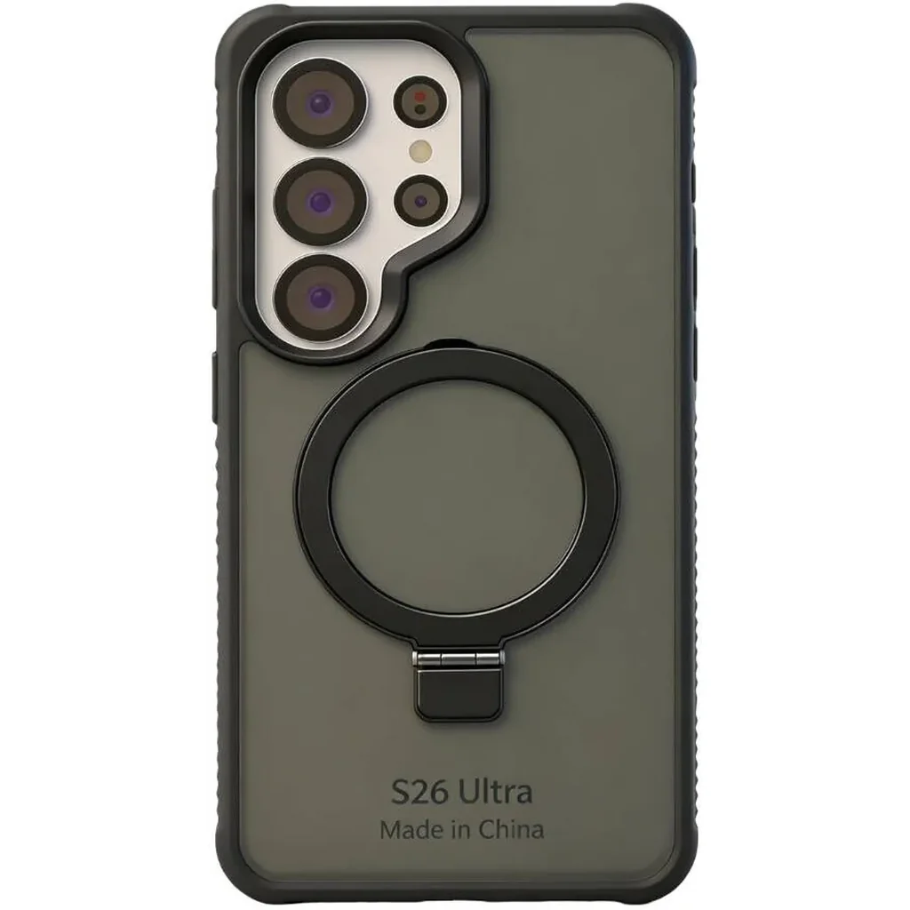 CROWNYX Aegis GripStand Pro Case for Samsung Galaxy S26 Ultra, MagSafe, Shockproof, Black | SAMS26UL-MGSF-AGSP-BLK