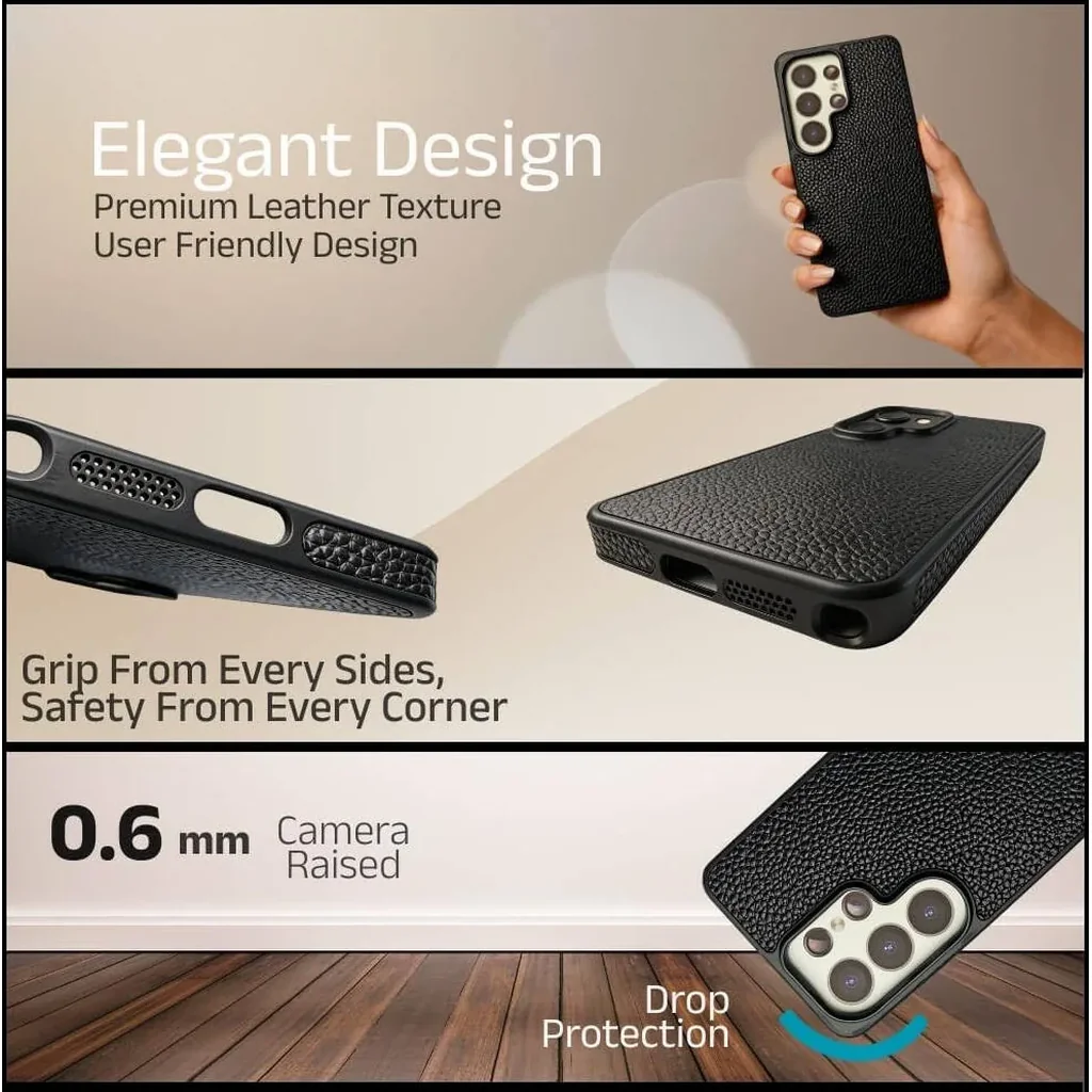 CROWNYX Leather Case for Samsung Galaxy S25 Ultra, MagSafe, Shockproof, Black| SAMS25UL-MGSF-RGL-BLK - Image 4