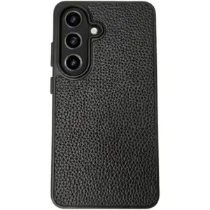 CROWNYX Leather Case for Samsung Galaxy S25, MagSafe, Shockproof, Black | SAMS25-MGSF-RGL-BLK