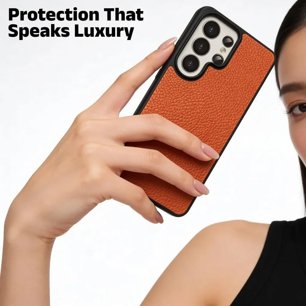 CROWNYX Leather Case for Samsung Galaxy S26 Ultra, MagSafe, Shockproof, Orange | SAMS26UL-MGSF-RGL-ORG - Image 2