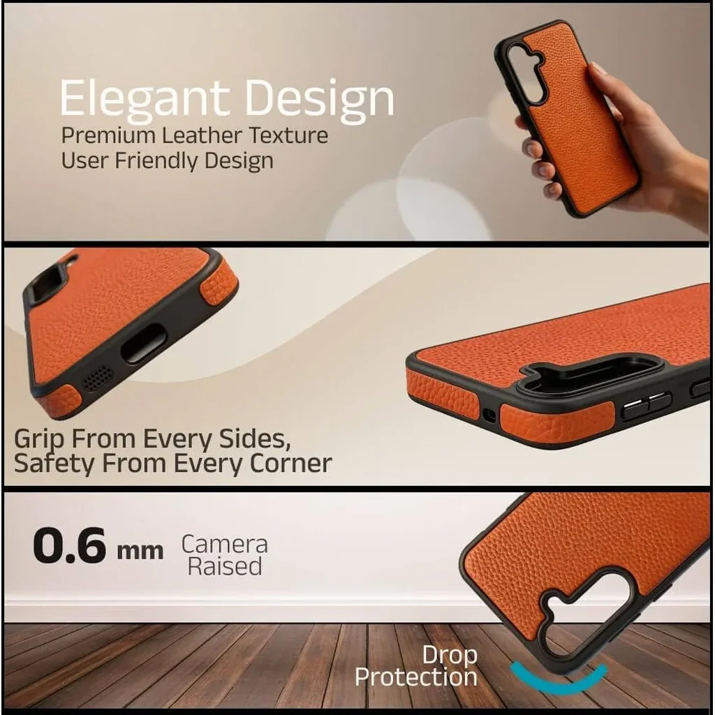 CROWNYX Regal Leather MagSafe Case for Samsung Galaxy S26, Shockproof, Orange | SAMS26-MGSF-RGL-ORG - Image 4