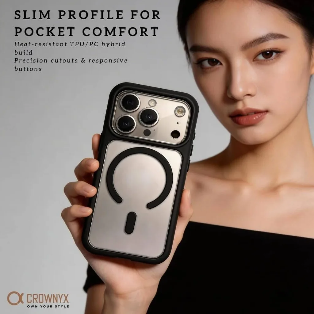 CROWNYX Fusion Clear Silicone Case for iPhone 17 Pro Max, MagSafe, Shockproof, Black | IP17PM-MGSF-FC-BLK - Image 3