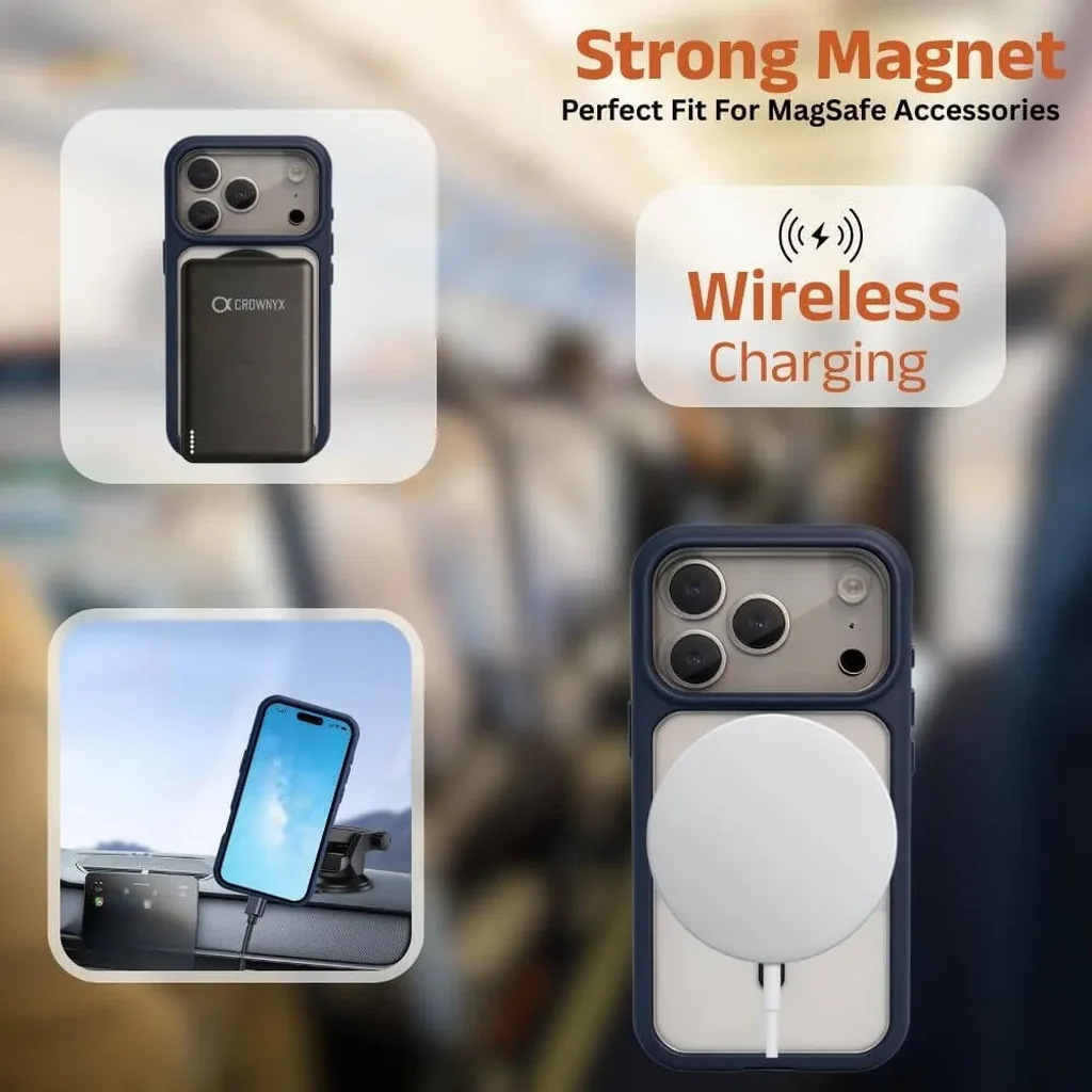 CROWNYX Fusion Clear Silicone Case for iPhone 17 Pro Max, MagSafe, Shockproof, Blue | IP17PM-MGSF-FC-BLU - Image 3