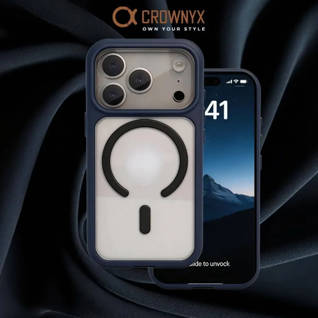CROWNYX Fusion Clear Silicone Case for iPhone 17 Pro Max, MagSafe, Shockproof, Blue | IP17PM-MGSF-FC-BLU - Image 5