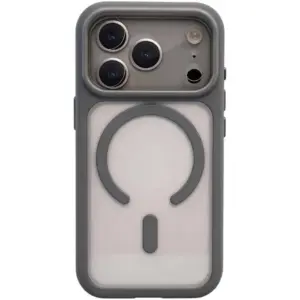 CROWNYX Fusion Clear Silicone Case for iPhone 17 Pro, MagSafe, Shockproof, Gray | IP17P-MGSF-FC-GRY