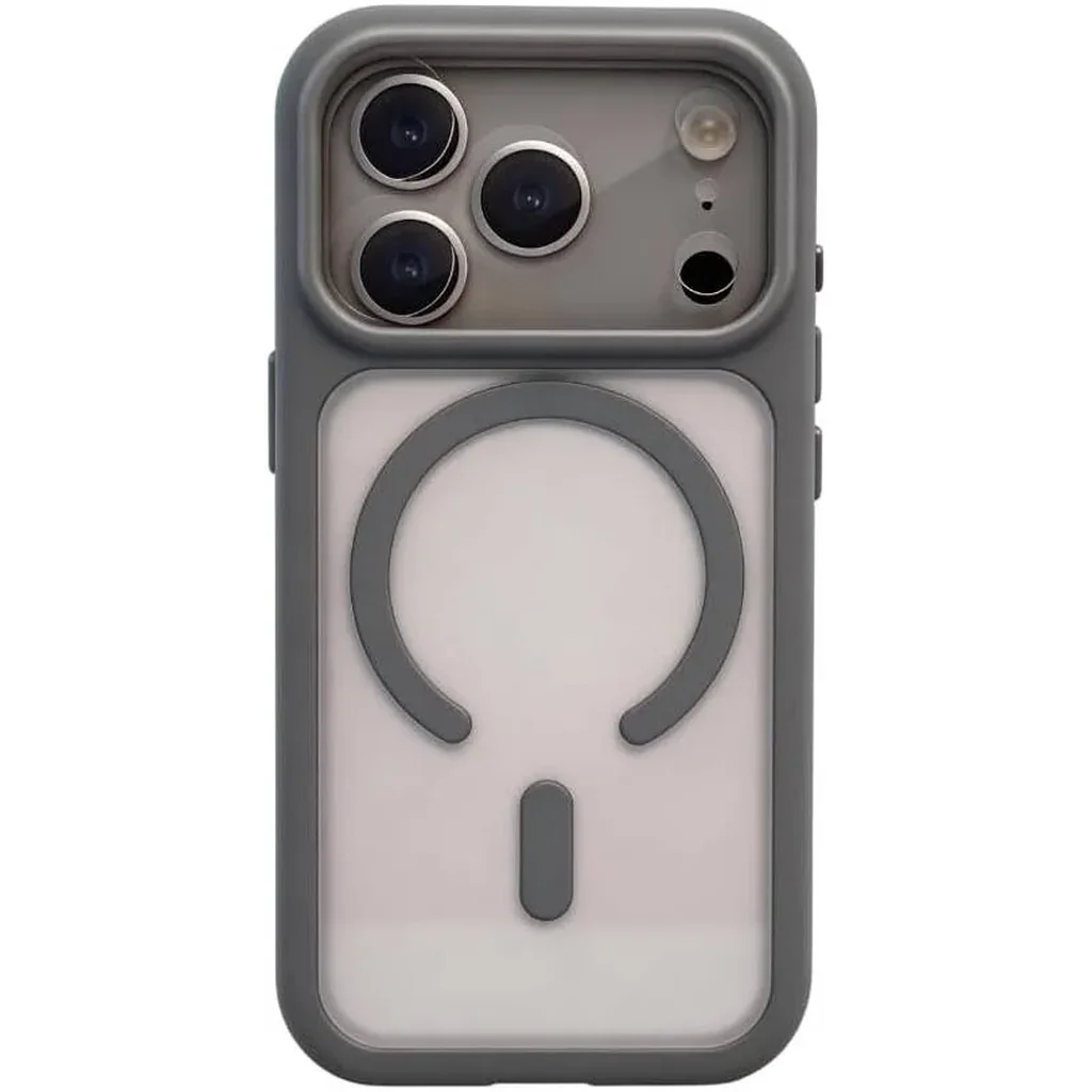 CROWNYX Fusion Clear Silicone Case for iPhone 17 Pro, MagSafe, Shockproof, Gray | IP17P-MGSF-FC-GRY