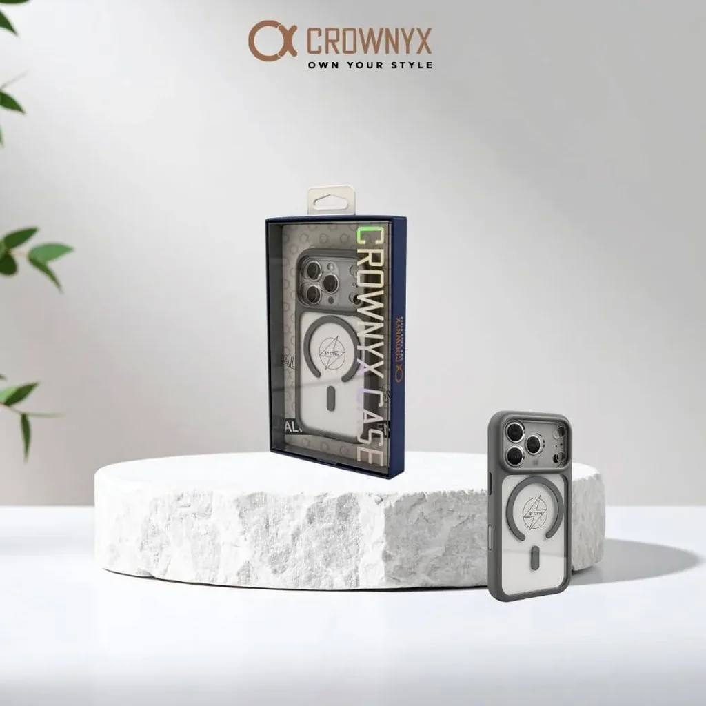 CROWNYX Fusion Clear Silicone Case for iPhone 17 Pro, MagSafe, Shockproof, Gray | IP17P-MGSF-FC-GRY - Image 6