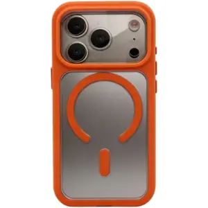 CROWNYX Fusion Clear Silicone Case for iPhone 17 Pro, MagSafe, Shockproof, Orange | IP17P-MGSF-FC-ORG