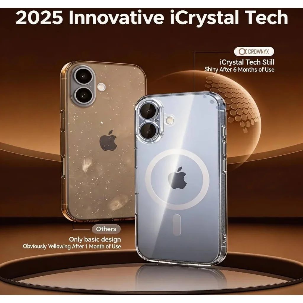 CROWNYX Hybrid PureClear iPhone 17 Case, Magsafe, Military-Grade Drop, Anti-Scratch & Fingerprint Resistant, Clear | IP17-MGSF-PC - Image 3