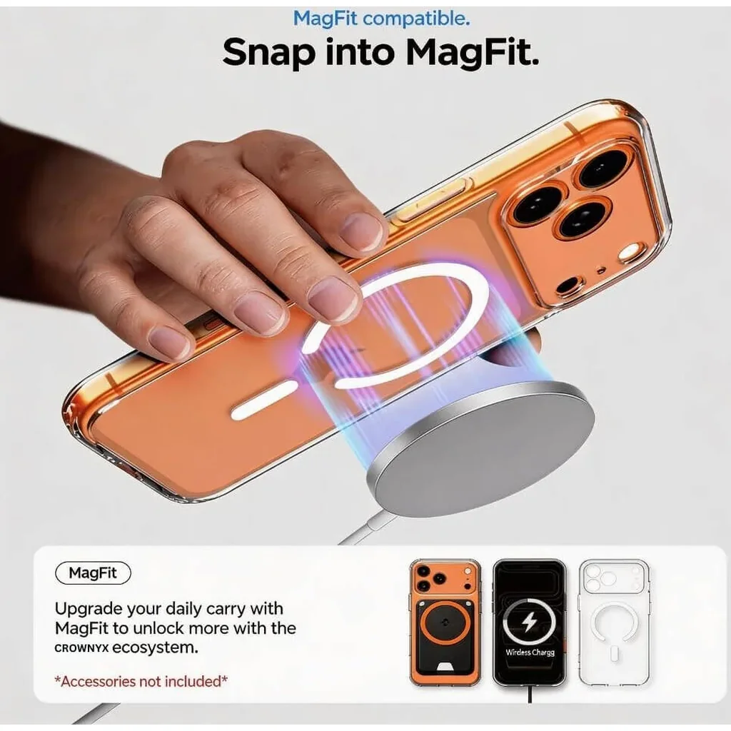 CROWNYX Hybrid PureClear iPhone 17 Pro Max Case, Magsafe, Military-Grade Drop, Anti-Scratch & Fingerprint Resistant, Clear | IP17PM-MGSF-PC - Image 2