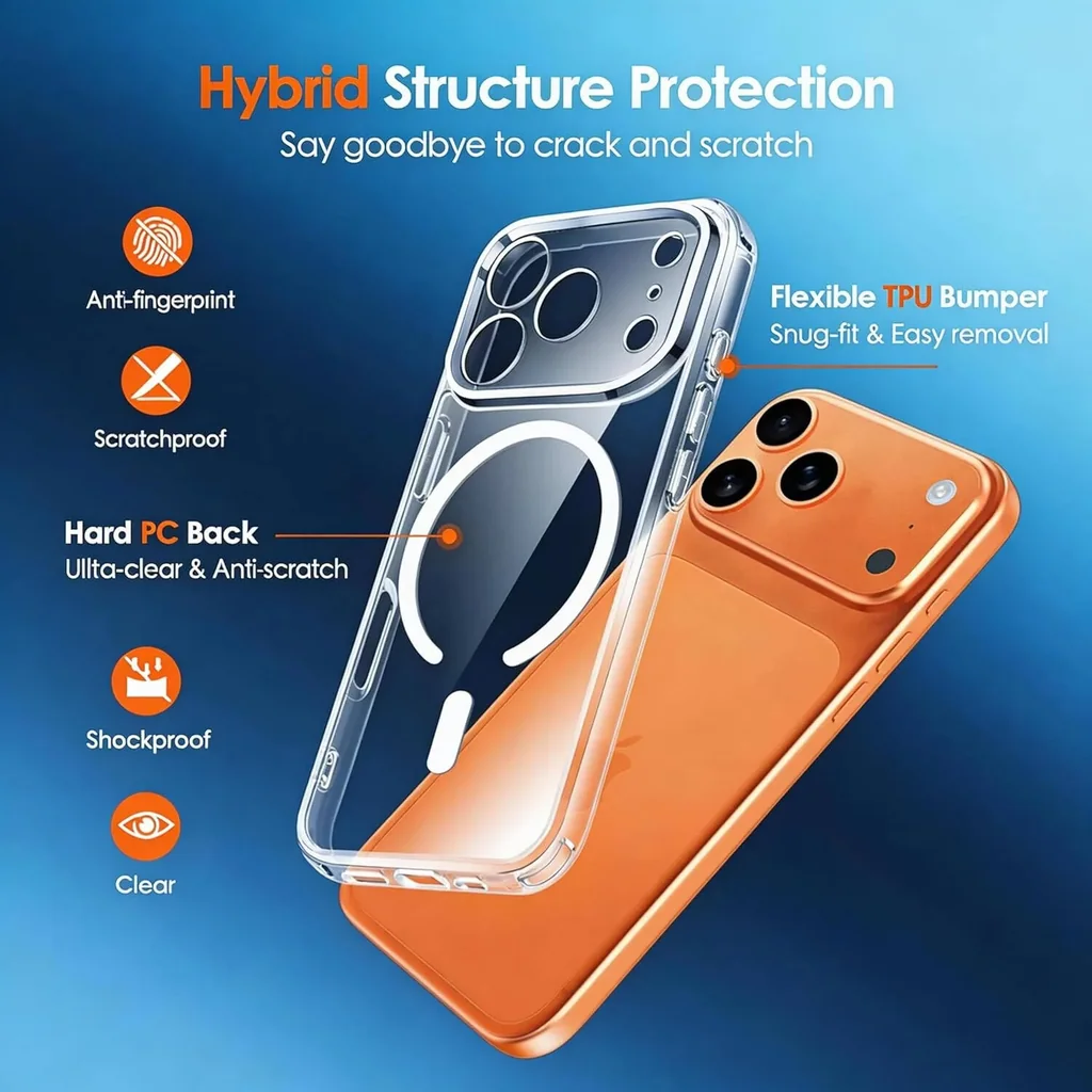 CROWNYX Hybrid PureClear iPhone 17 Pro Max Case, Magsafe, Military-Grade Drop, Anti-Scratch & Fingerprint Resistant, Clear | IP17PM-MGSF-PC - Image 5
