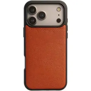 CROWNYX Regal Leather iPhone 17 Pro Max Case, MagSafe, Slim, Shockproof, Anti-Slip, Camera Protection, Orange | IP17PM-MGSF-RGL-ORG