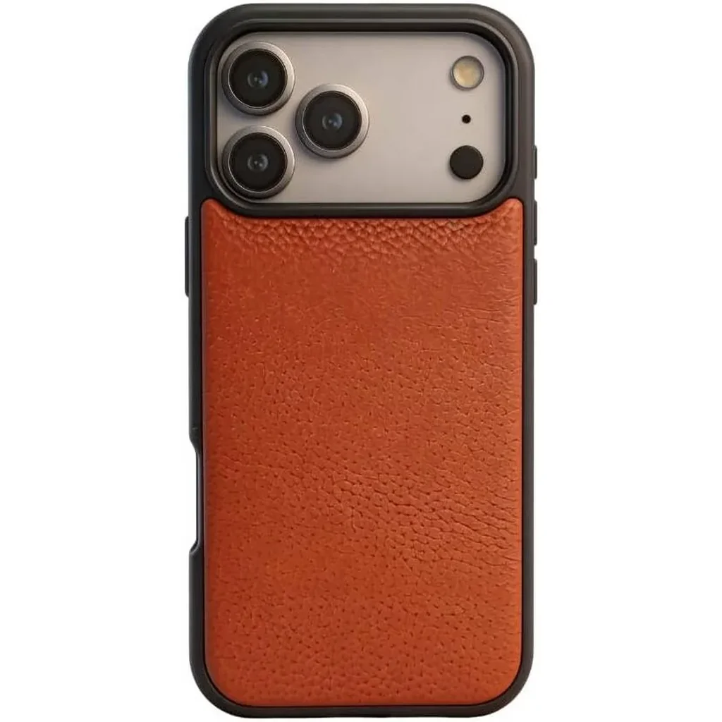 CROWNYX Regal Leather iPhone 17 Pro Max Case, MagSafe, Slim, Shockproof, Anti-Slip, Camera Protection, Orange | IP17PM-MGSF-RGL-ORG