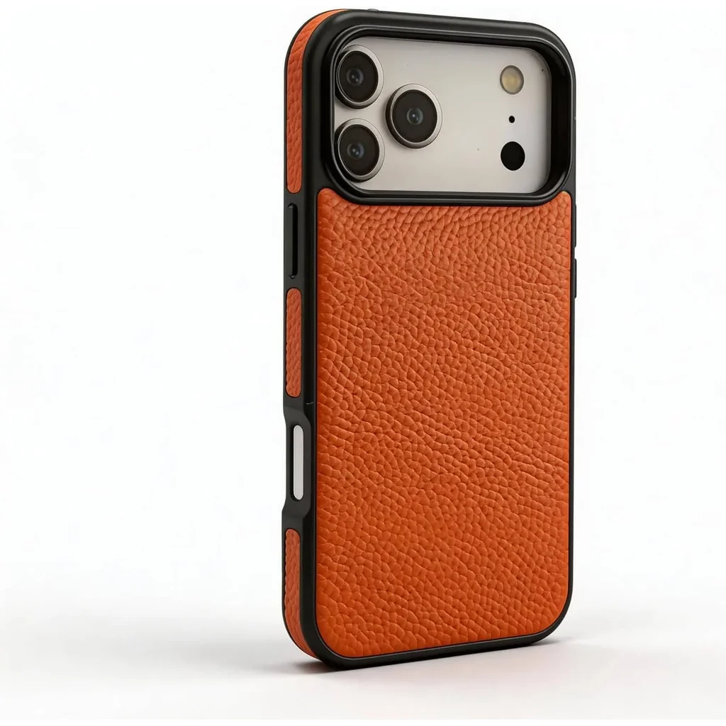 CROWNYX Regal Leather iPhone 17 Pro Max Case, MagSafe, Slim, Shockproof, Anti-Slip, Camera Protection, Orange | IP17PM-MGSF-RGL-ORG - Image 5