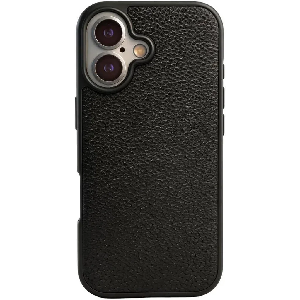 CROWNYX Regal Leather iPhone 17 Case, MagSafe, Slim, Shockproof, Anti-Slip, Camera Protection, Black | IP17-MGSF-RGL-BLK