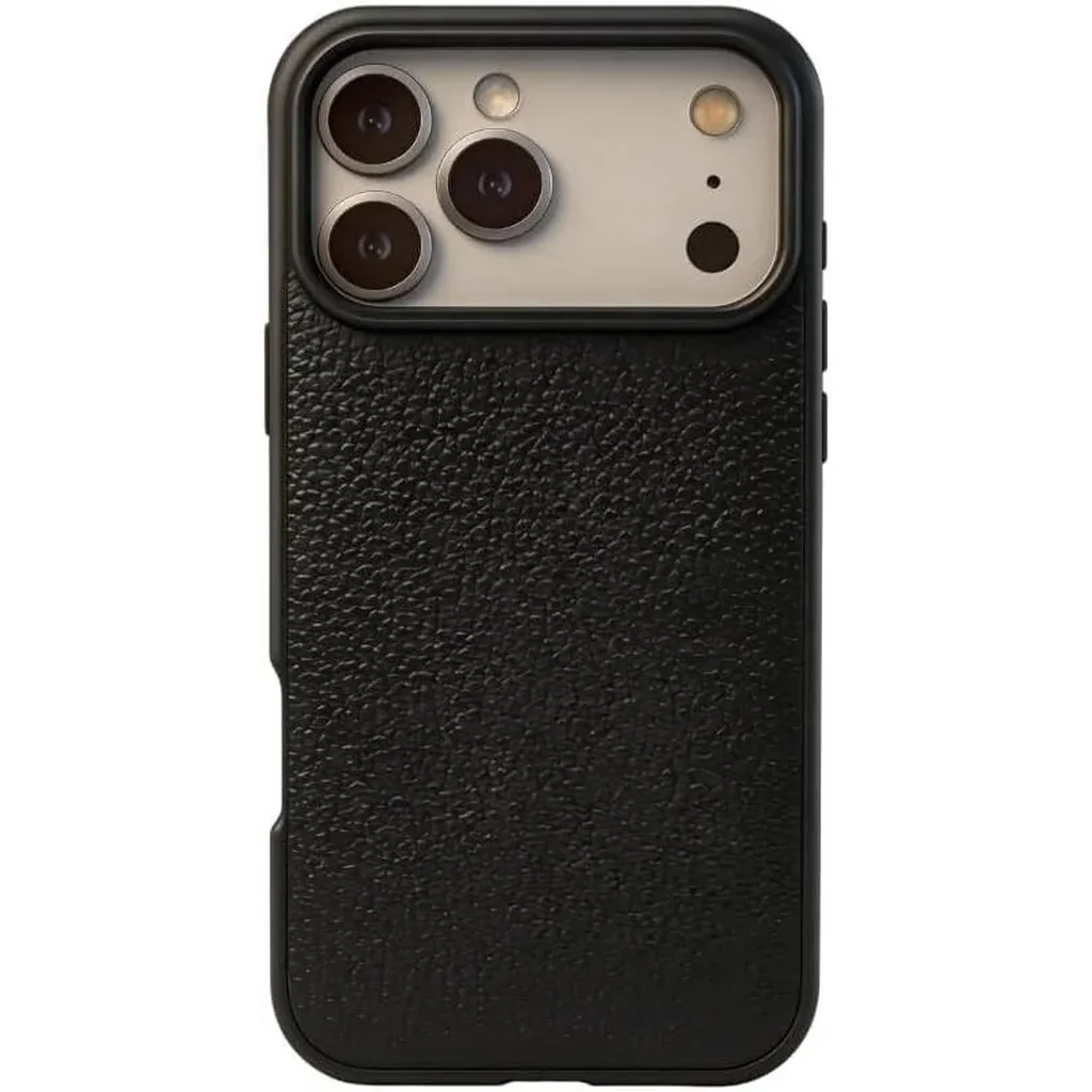 CROWNYX Regal Leather iPhone 17 Pro Case, MagSafe, Slim, Shockproof, Anti-Slip, Camera Protection, Black| IP17P-MGSF-RGL-BLK