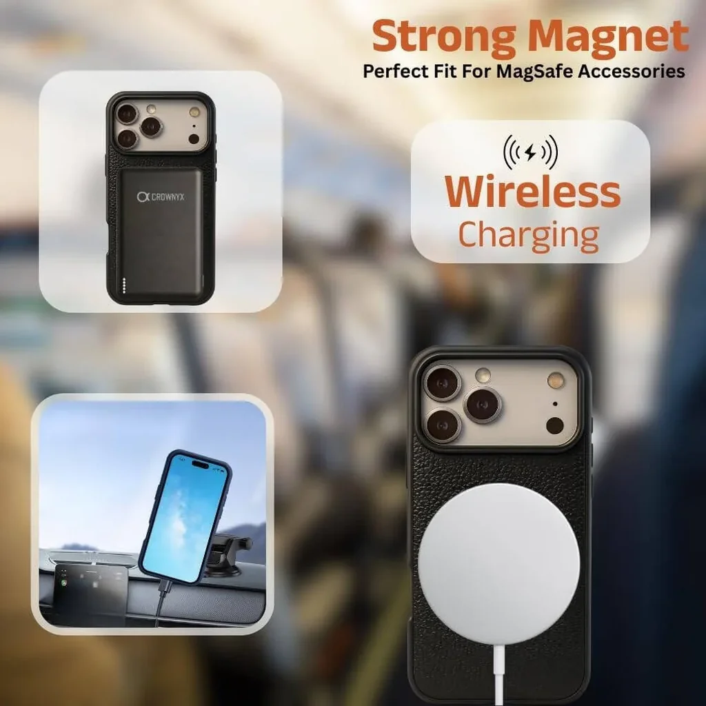 CROWNYX Regal Leather iPhone 17 Pro Max Case, MagSafe, Slim, Shockproof, Anti-Slip, Camera Protection, Black | IP17PM-MGSF-RGL-BLK - Image 6