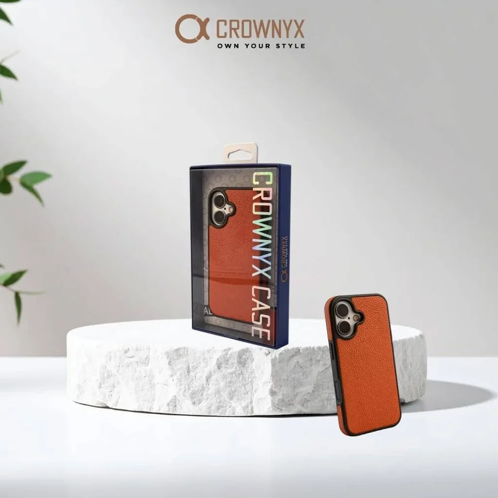CROWNYX Leather iPhone 17, MagSafe, Slim, Shockproof, Anti-Slip, Camera Protection, Orange | IP17-MGSF-RGL-ORG - Image 2
