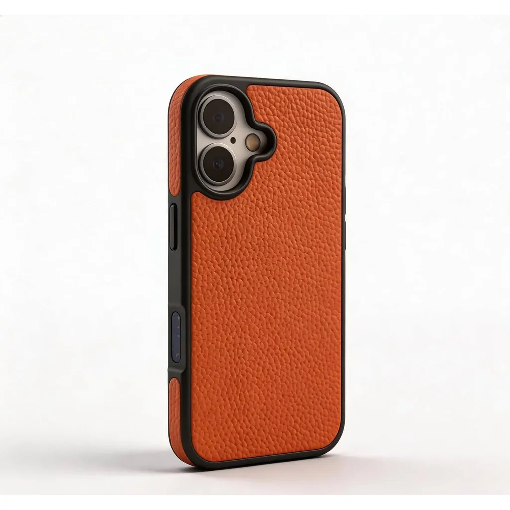 CROWNYX Leather iPhone 17, MagSafe, Slim, Shockproof, Anti-Slip, Camera Protection, Orange | IP17-MGSF-RGL-ORG - Image 4