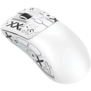 Attack Shark R1 Wireless Ergonomic Gaming Mouse, 18K DPI Tri Mode Lightweight Mouse, Bluetooth 2.4G Wired, White | ASR1-WH