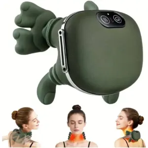 Azeon Electric Shoulder Massager, Deep Tissue Neck & Shoulder Kneading Device, 2000mAh Rechargeable Pain Relief Relaxation, Green