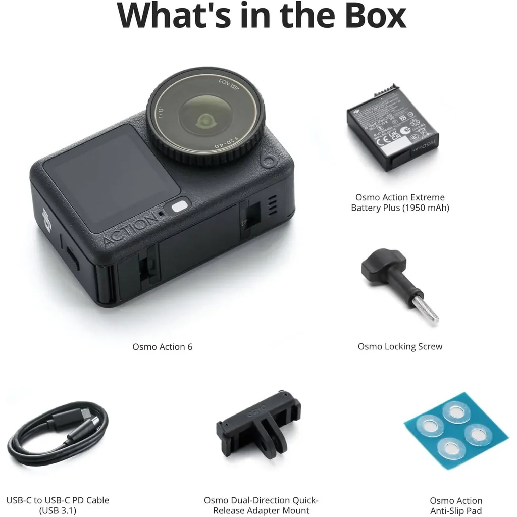 DJI Osmo Action 6 Essential Comb, 8K Action Camera, 1/1.1" Sensor, f/2.0-f/4.0 Aperture, 4H Battery, Cold-Resistant, Black | Osmo Action 6 Essential Combo - Image 3