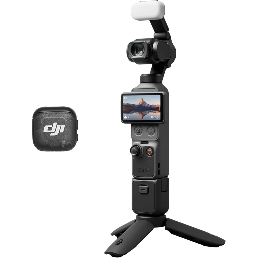 DJI Osmo Pocket 4 Creator Combo Action Camera, 1" CMOS Sensor, 4K 240fps Video, 3 Axis Stabilized, 107GB Storage, ActiveTrack, 7 Smart Tracking, 10Bit D Log Color, Black | OsmoPocket 4 Creator