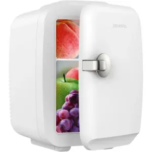 Crownful 4L Mini Fridge, Portable Personal Cooler & Warmer, Compact Semiconductor, Quiet 25dB Operation, Removable Shelf Design, AC-DC Powered, White | CF-PC01