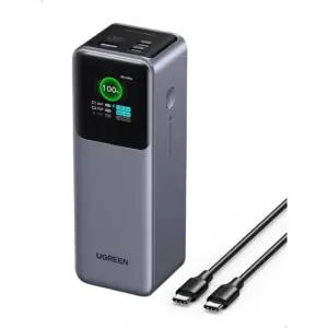 UGREEN Nexode 25000mAh 200W Power Bank, Fast Charging, 140W for Laptop, 3 Port USB C, TFT Display, Travel Ready | 35525